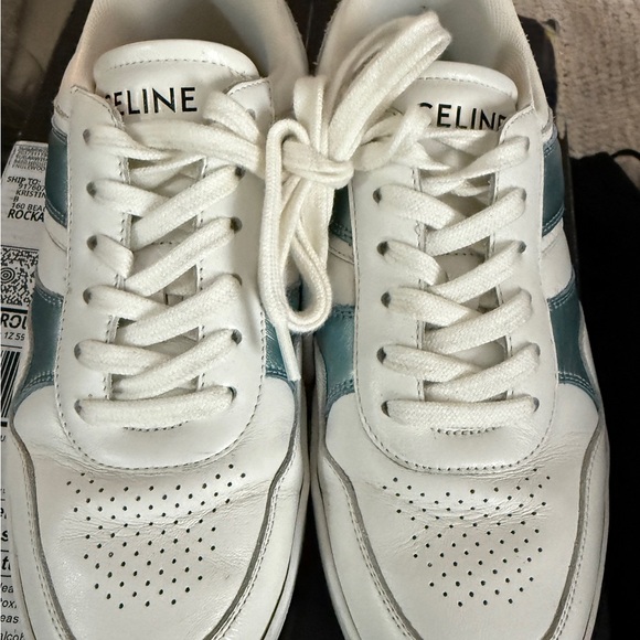 Celine Blue Leather Colorblock Pattern Sneakers - Picture 8 of 9